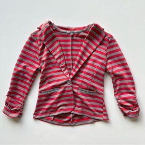 Charlotte Russe Coral Red and Grey Striped Blazer, Medium